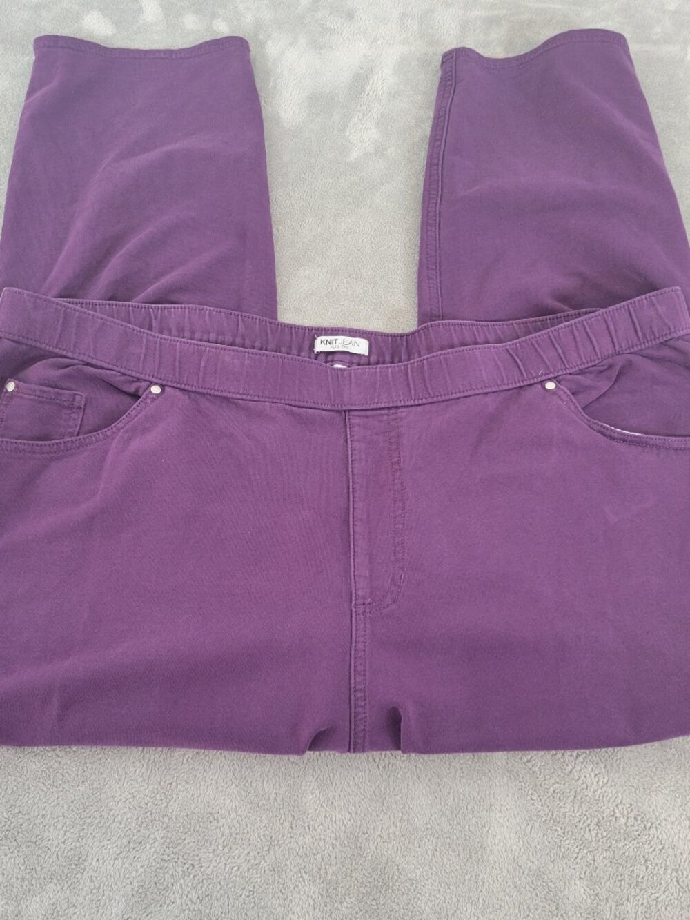Catherines Plus Size 3XWP Petite Jeans Purple Cropped Knit Cotton Denim SL102E